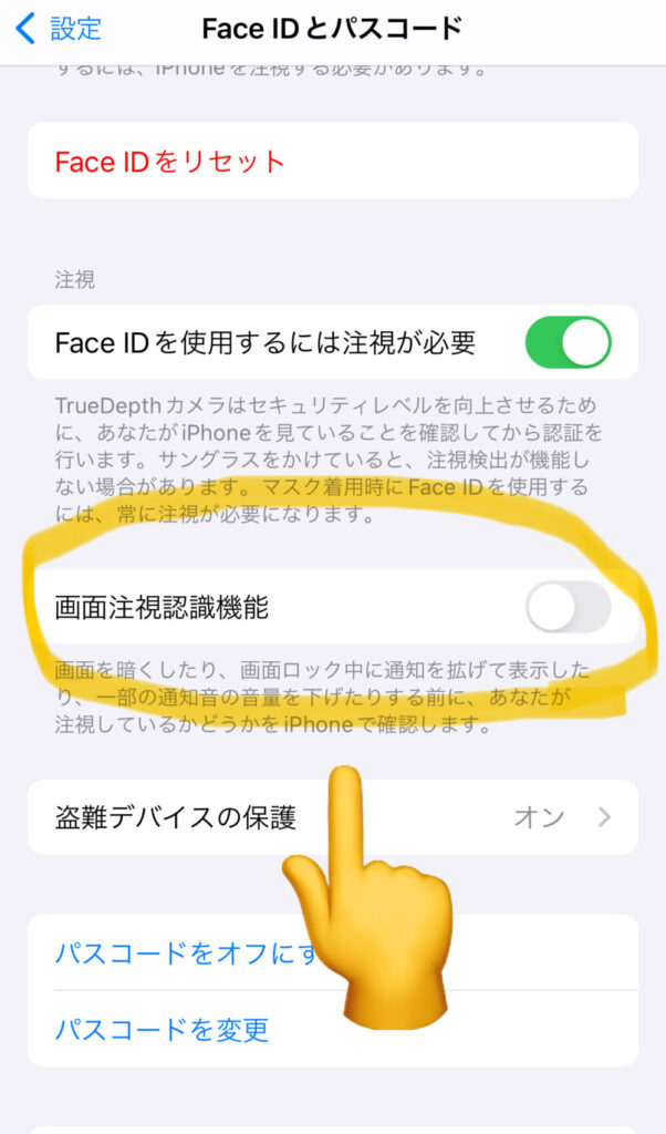 iPhone画面注視機能3